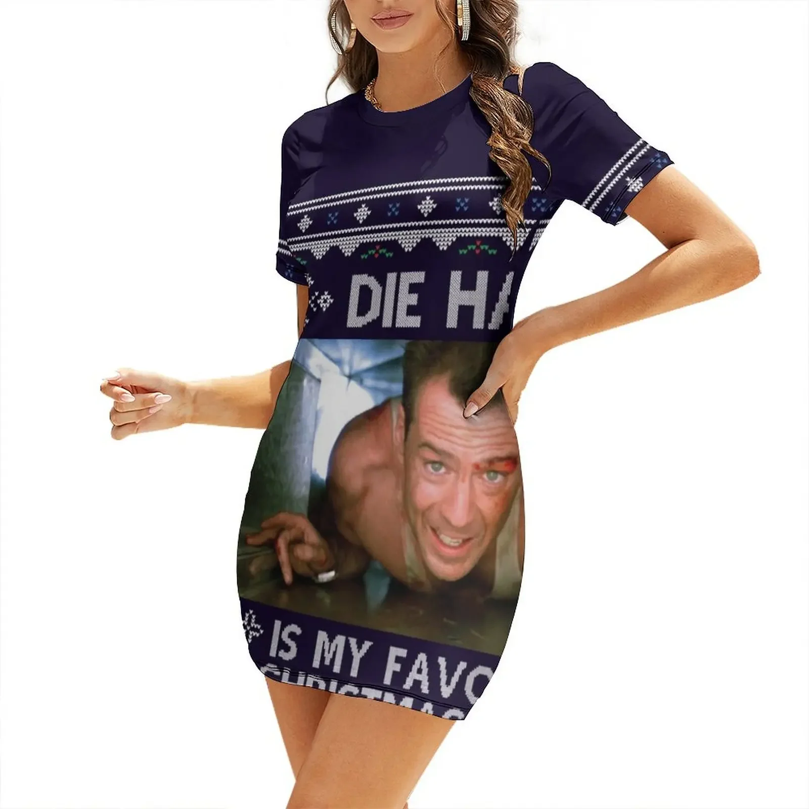 

Die Hard Is My Favourite Christmas Movie Short-Sleeved Dress dresses for prom Dress
