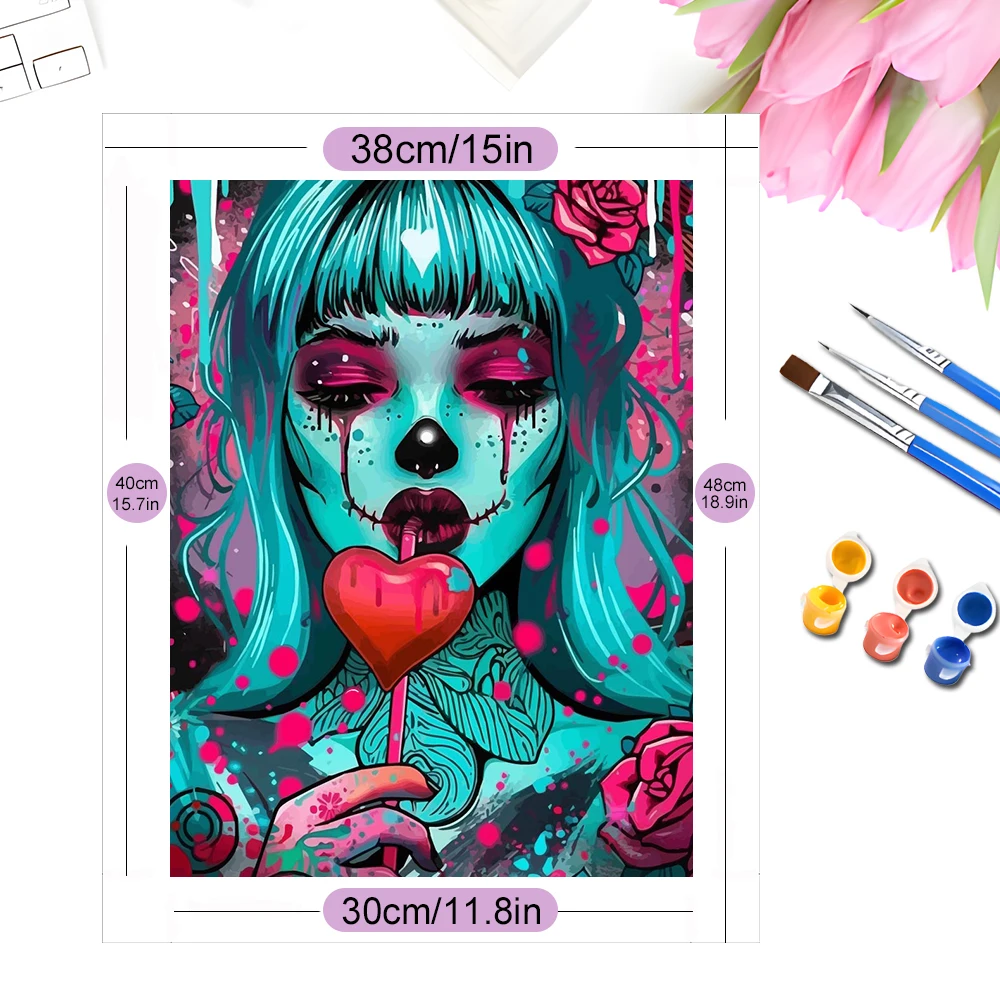 Evershine Coloring By Numbers Portrait Numbers Painting Girl Coloring Rose Picture For Living Room Home Decoration