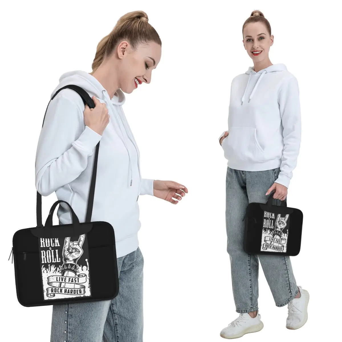 Rock Star Skull Rock N Roll Crossbody Laptop Bag Case Computer Bag Resistant Protective Notebook Pouch for Macbook Pro Lenovo