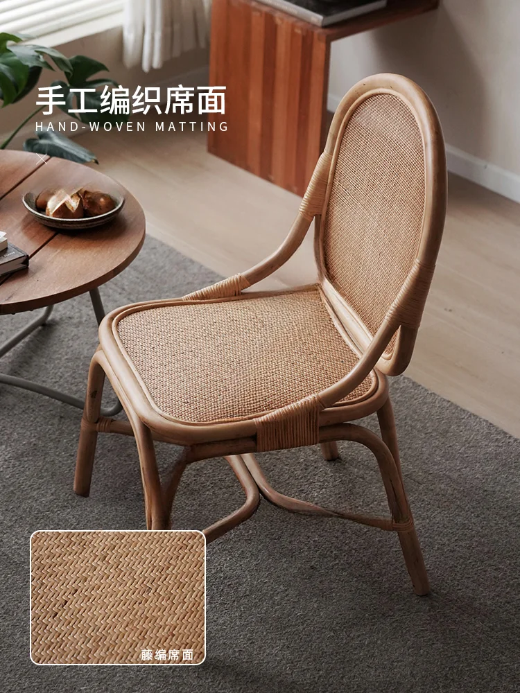 Rattan dining chair Home woven backrest Book desk chair  rattan  Home balcony Leisure