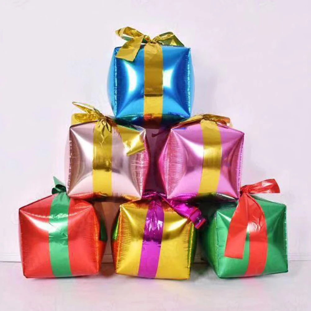 

4Pcs Aluminum Film Gift Box Balloons Square Shaped for Themed Parties and Celebrations Gift Box Balloon Square Balloon
