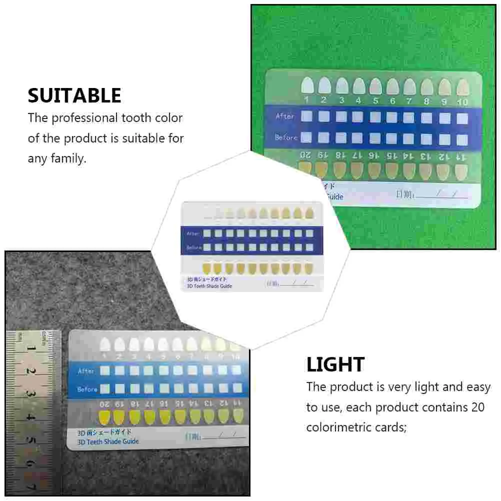 แผนภูมิสีฟันอุปกรณ์สำหรับฟันการเปรียบเทียบสีฟันขาวแผ่นสีตัดกัน