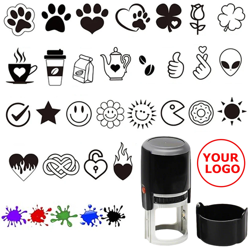 

1Pc Round Self-Inking Motivational Stamps 5 Colors 4 Sizes Customized Text Press-Type Reward Stamps for Homework School Gift