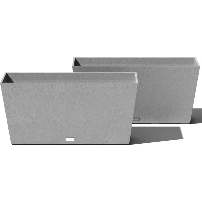 Large Rectangular Planter , Durable All-Weather Use with Drainage Holes | Modern Decor for Shrubs, Flowers, Small Plants