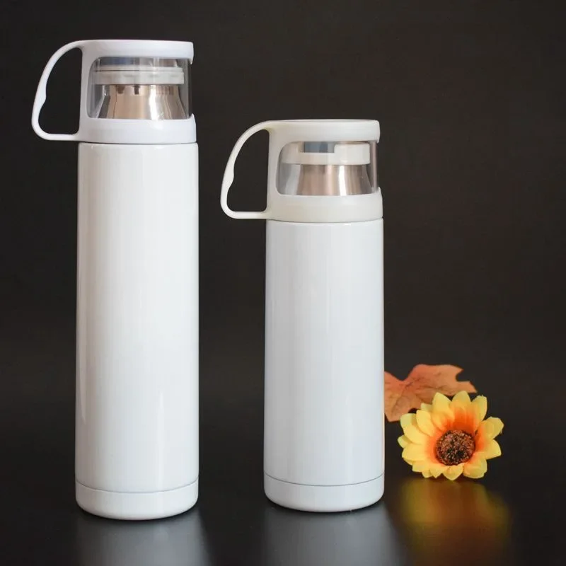 Sublimation Blank Bottle Double Wall Stainless Steel Transparent Lid Bullet Water Bottle Thermos Vaccum Flask Car Mug Coffee Cup