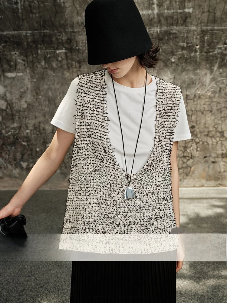 

COOBLOOM Women's Loose Knitted Vest Top Svel Large V-ne Spring Autumn Cotton Blend Faion Commute Sle Layering