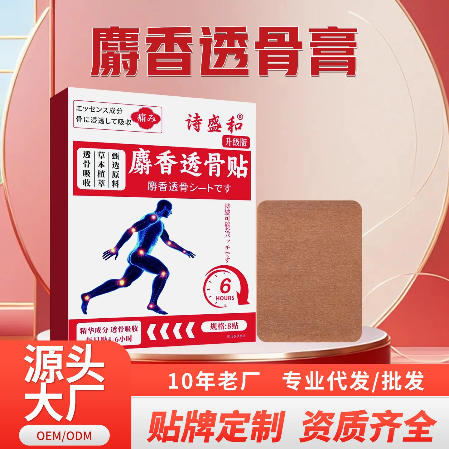 Musk Moxibustion Patch for Lumbar Cervical Joints Self Heating Home Use Moxa Patch 8 Patches Box
