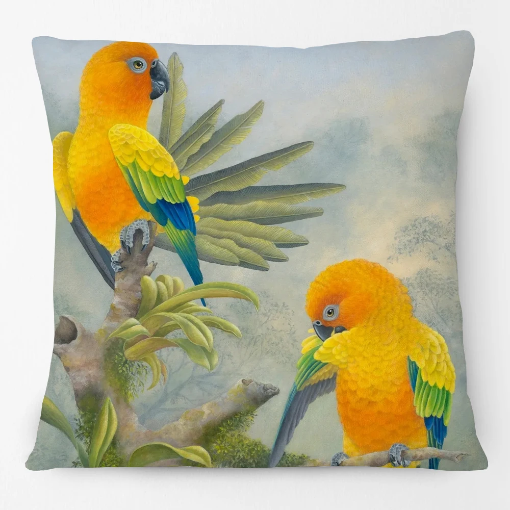 Tropical Jungle Australian Plants And Birds Cushion Cover Pillow Case