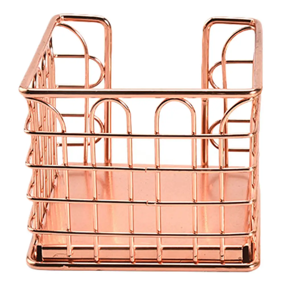 1Pcs Rose Gold Iron Desktop Organizing Box Multi Purpose Storage Container for Office Supplies Bedroom Dorm Study Room Metal