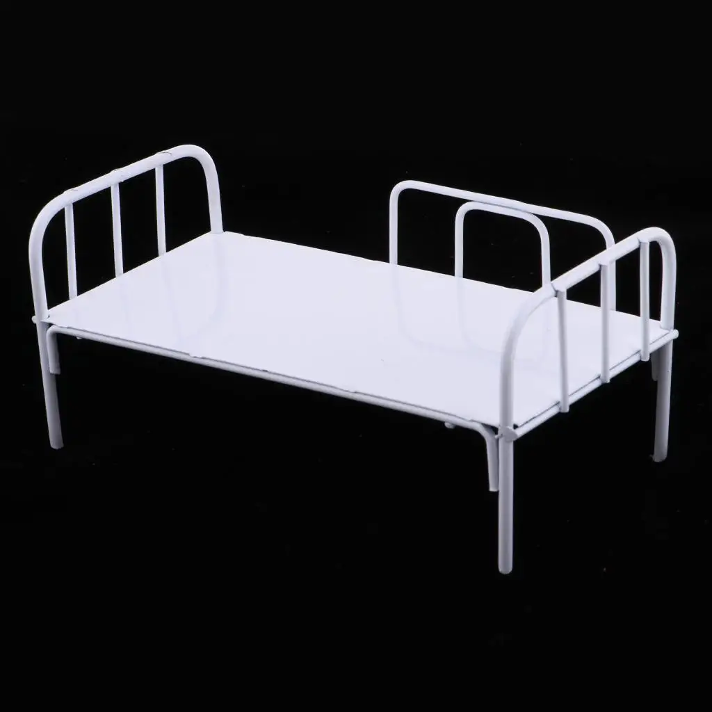 Doll House Miniature Iron Bed Doll Furniture Modern Accessory for 1 12 Scale Kids Room Decoration