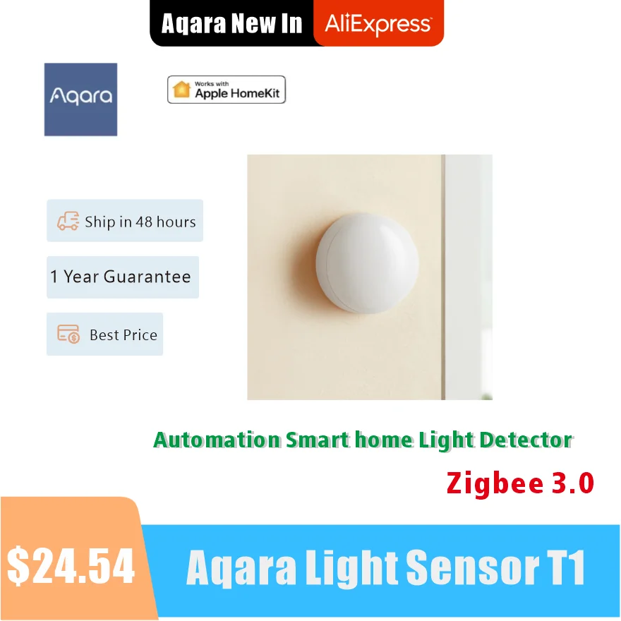 Sensor de Brilho Aqara, Zigbee 3.0, Detector de Luz Doméstica AutoSmart, Controle Magnético APP, Trabalho para Homekit, T1, 2023