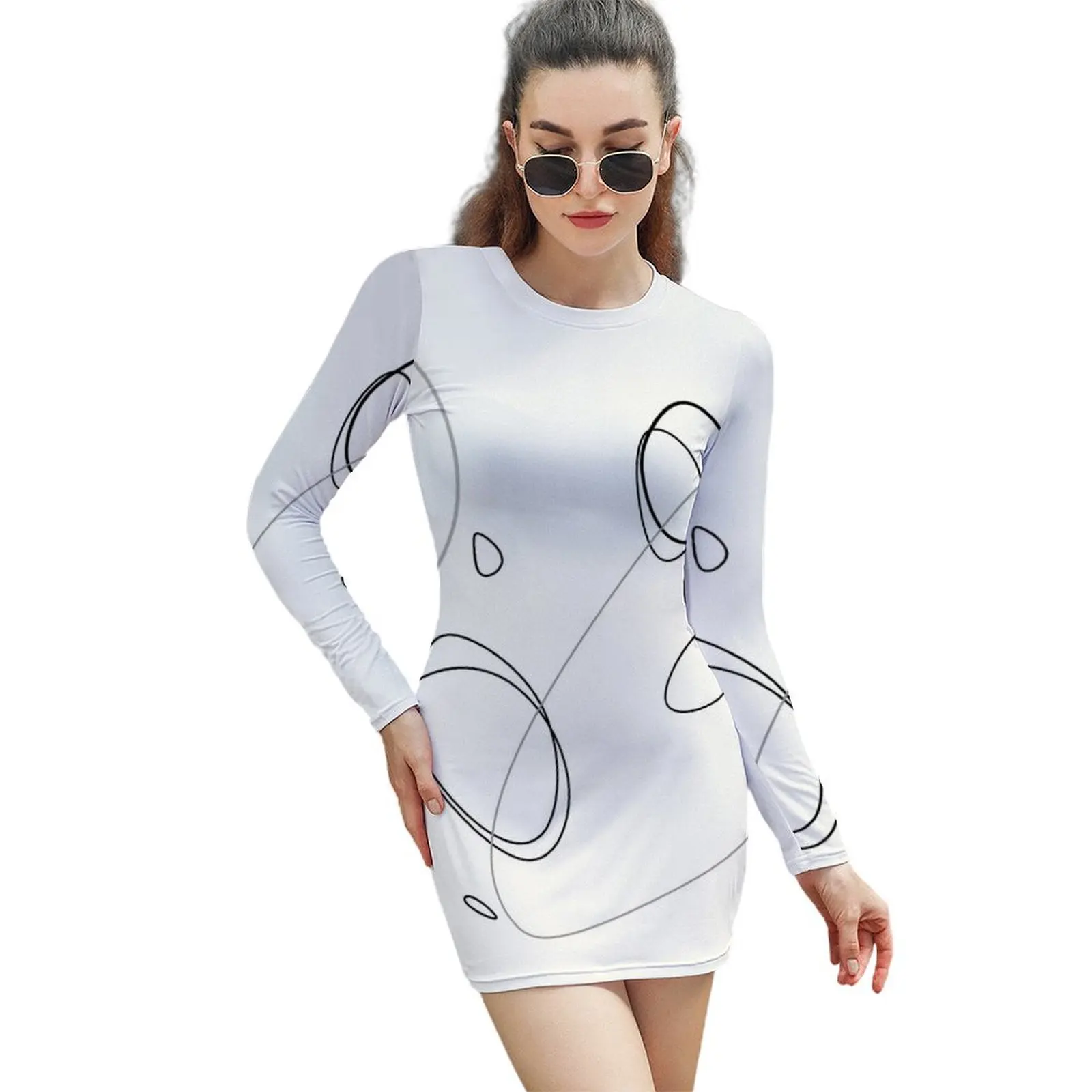 

Minimalist Abstract Line Drawing Art Print Long-Sleeved Sheath Dress Summer women's clothing clothing women summer 2024 Dresses