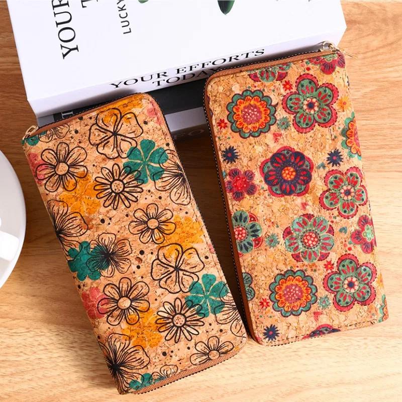 Fashion Bohemian Style Wallet Wooden Flower Multi Card Women's Wallet Personalized Literature Rustic Retro Clutch Gift