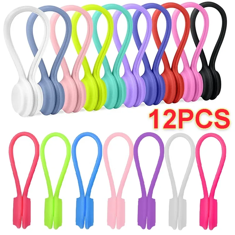 12/6/3PCS Silicone Magnetic Cable Wire Organizer Winder Cord Earphone Storage Holder Clips Cable Winder For Earphone Data Cable