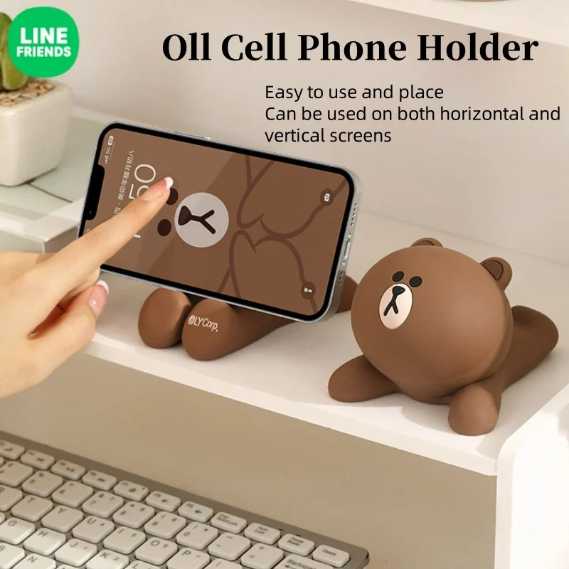 Line Friends Brown Cartoon Cute Tablet Stand Cony Bedside Office Creative Decorative Ornaments Lazy Desktop Mobile Phone Holder