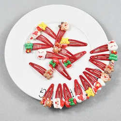 5Pcs/Set 5.5cm Christmas Collection BB Hair Clips Red Cartoon Santa Claus Bang Side Clip For Christmas Gifts