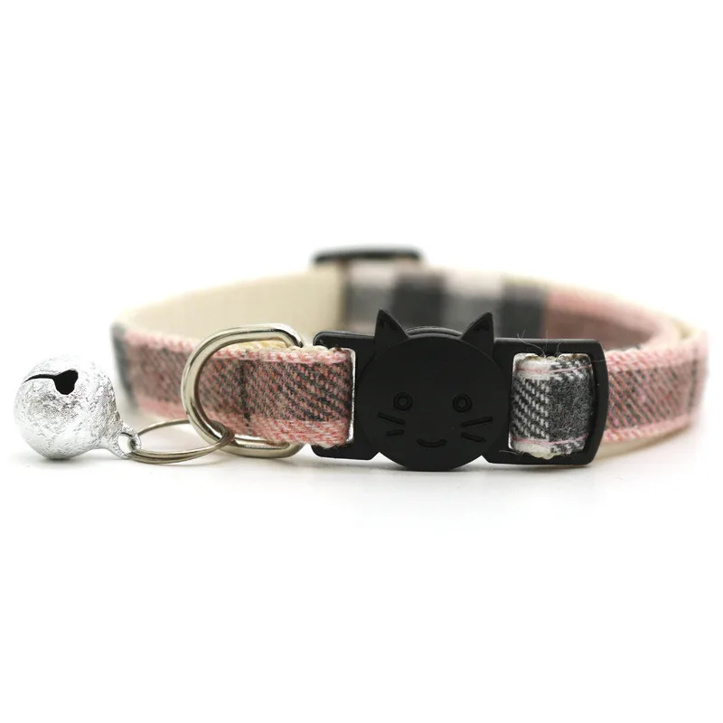 High Quality Pet Cat Collar Safety Buckle Buckle Plaid with Bell Adjustable Suitable Kitten Puppy Supplies 19cm-32cm, 1 Piece