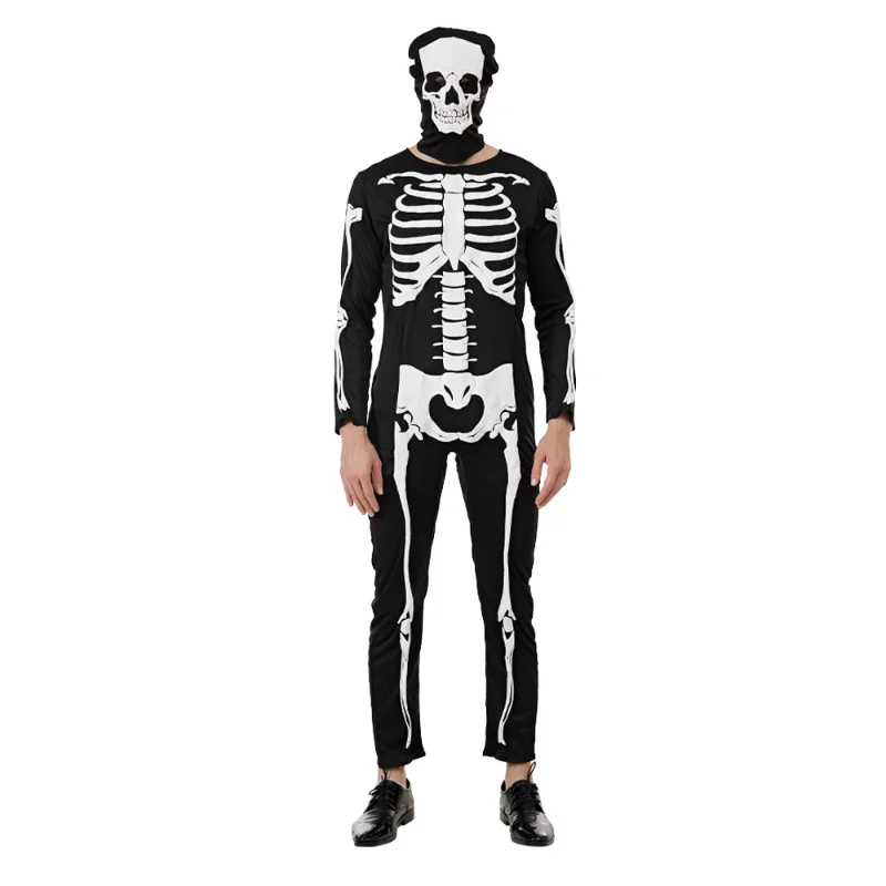 Disfraz de esqueleto 3D para hombre, mono de calavera para Halloween, Carnaval, Pascua, Purim, vestido elegante para adultos