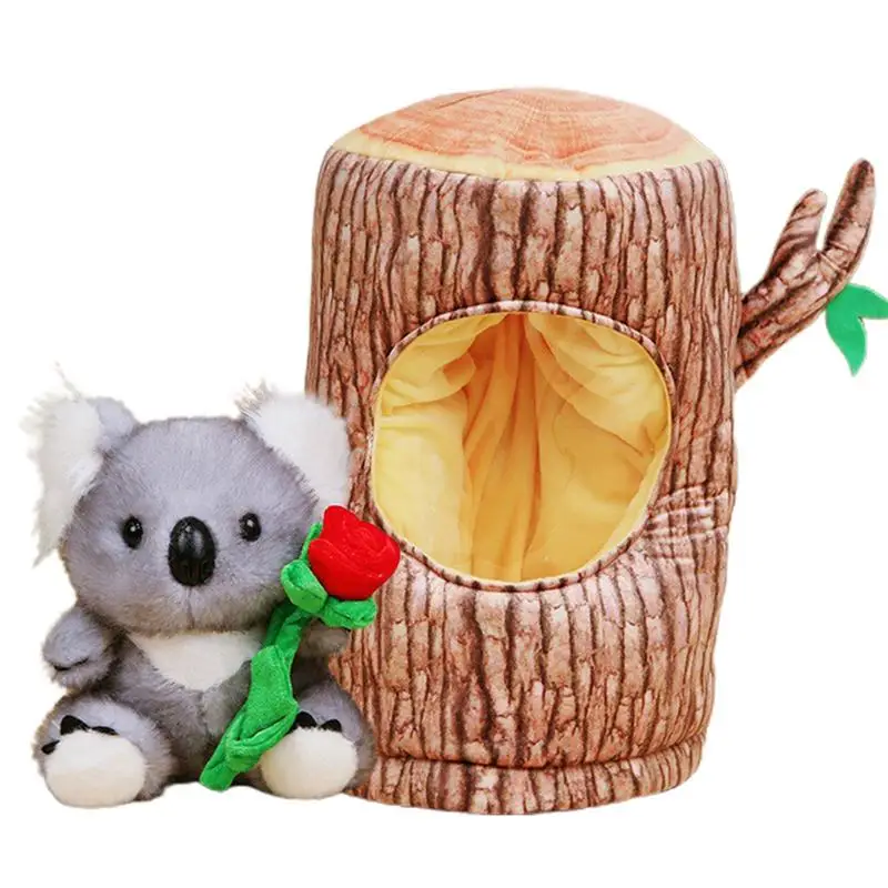 

Плюшевое животное Koala, мультяшная игрушка с розой и пеньком дерева, 11 дюймов, игрушка коала для мальчиков и девочек, милые плюшевые украшения