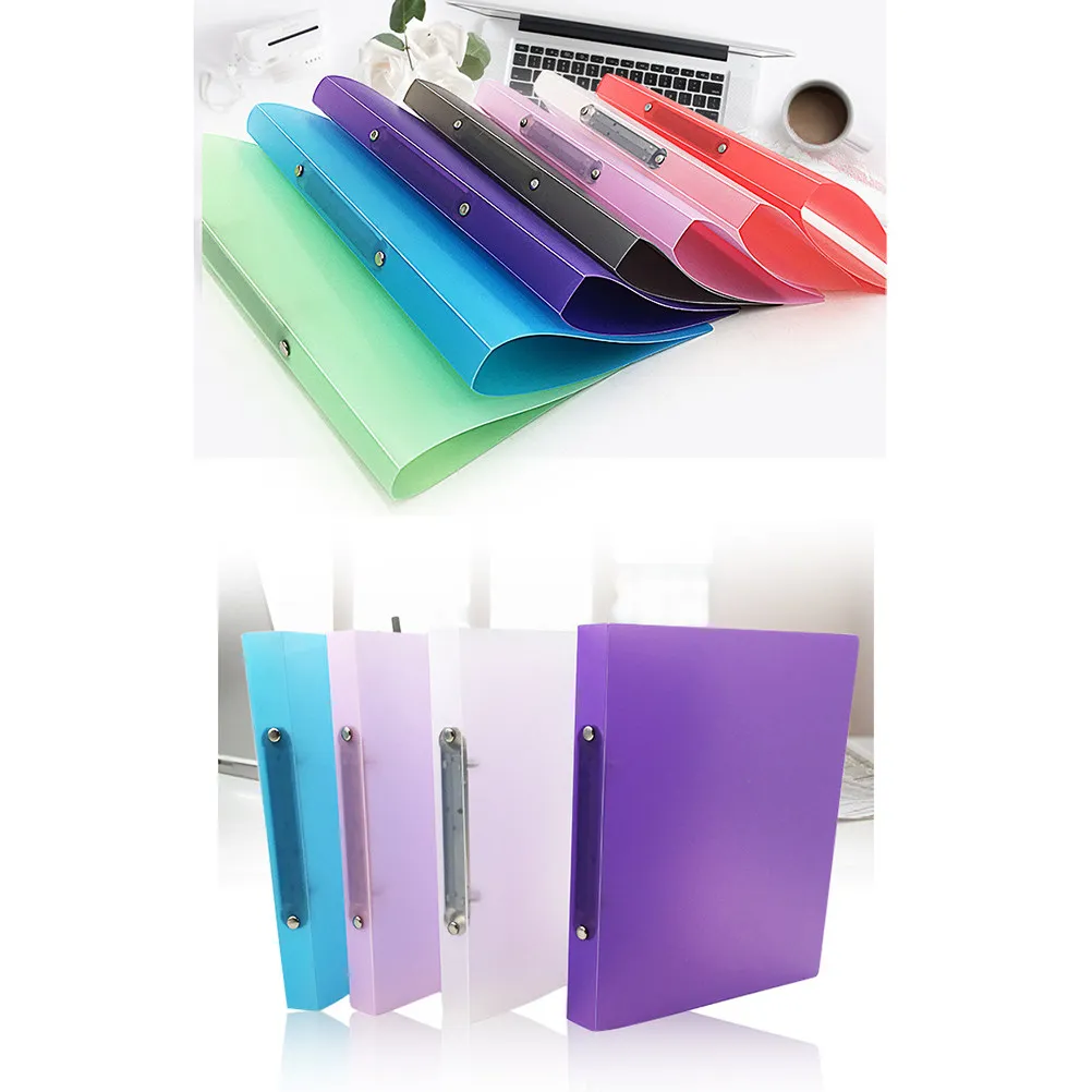 

3Pcs A4 Multifunctional Loose Leaf Binder Heavy Duty Plastic Document File Folder Spring Mechanism Upright Storage for Students