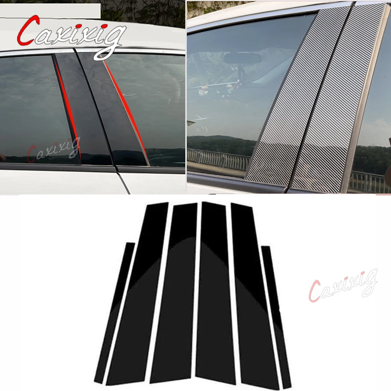 Car Door Window Pillars B-pillar Post Trim Stickers For BMW F30 E46 E90 G20 318i 325i 320i 328i Glossy Carbon Fiber Wrap Films