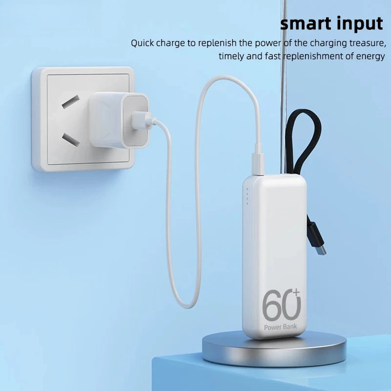 5000mAh Mini Power Bank With Type-C Cable Portable Fast Charging Mobile External Spare Battery Charger for iPhone Samsung Xiaomi
