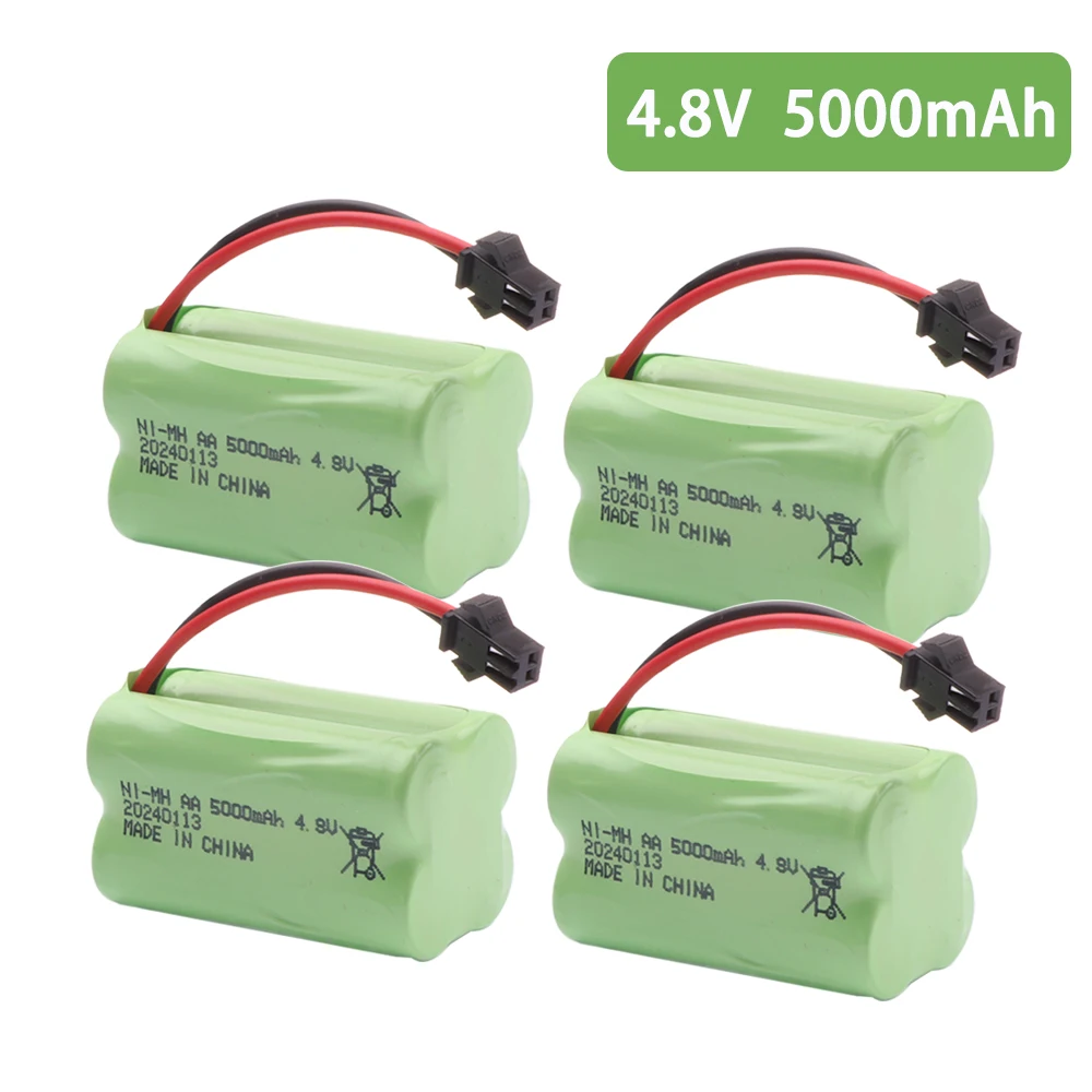 4.8V 5000mAh Rechargeable NiMH Battery For RC Cars Robots Tank Gun Boats toys parts T Model With SM Plug AA 4.8 v Battery Pack