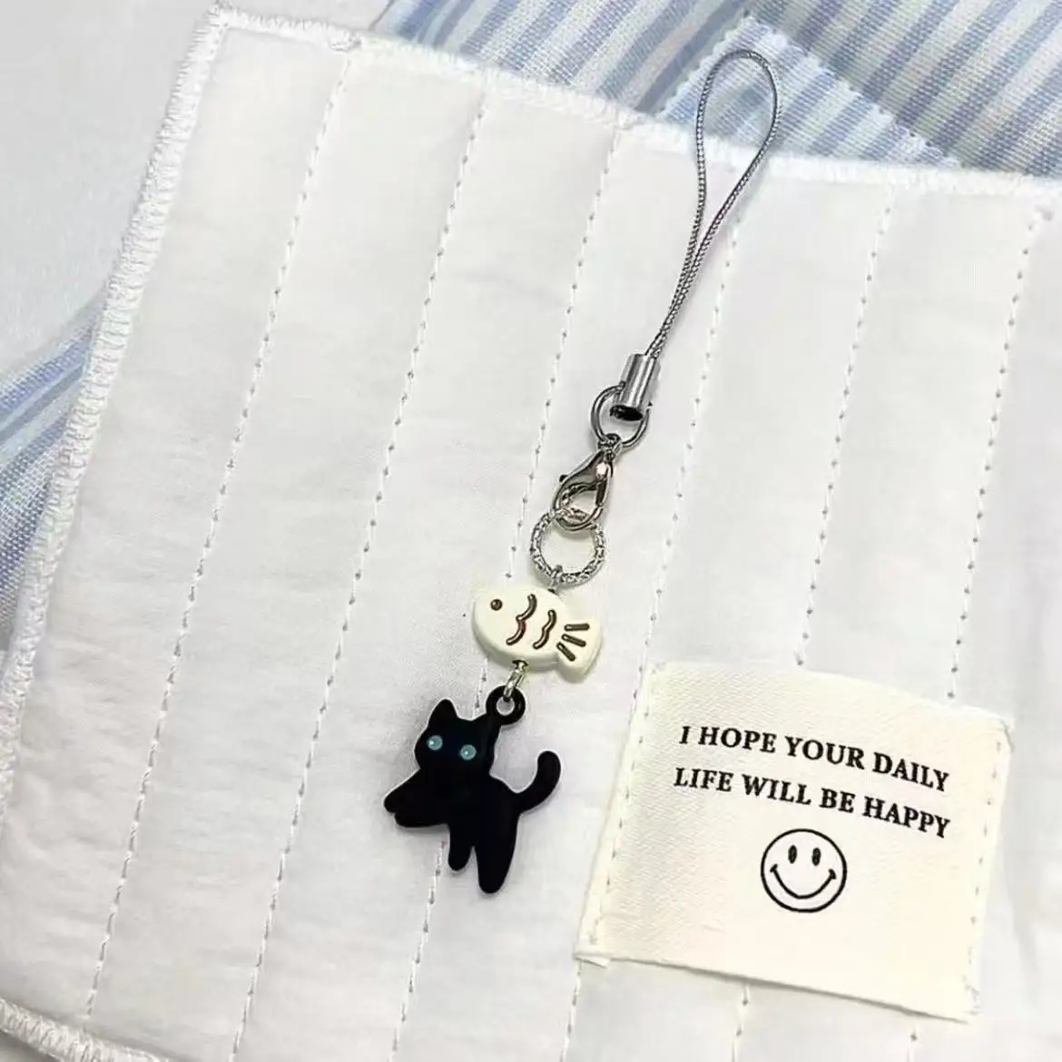 Black Cat Kawaii Y2K Phone Charms Pendant Cute Anime Key Chain Accessories For iPhone 15 CCD Camera Airpods Earphones Schoolbag