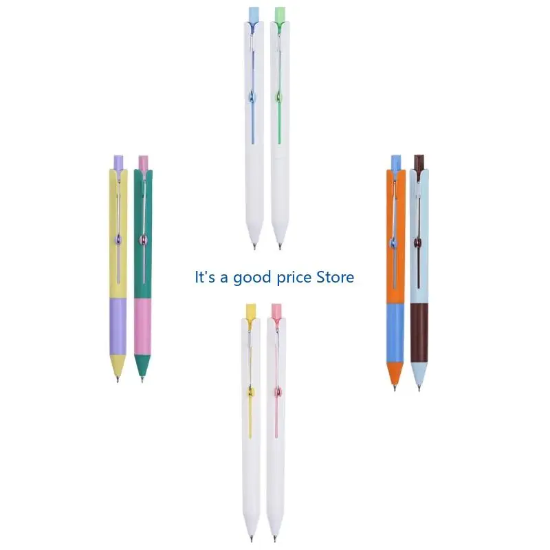 Pack Of 2 0.5mm Quiet Clicks Gel Pen Quick Drying Smooth Writing For Study Office Exams with Design