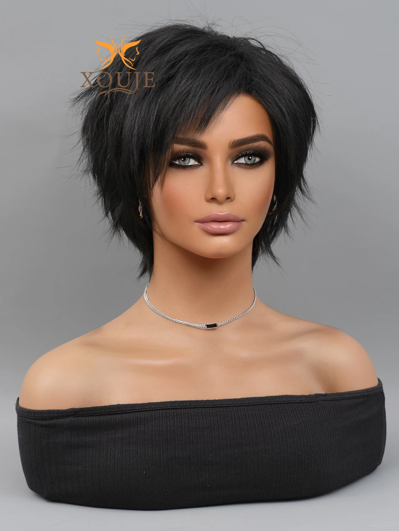 Black Short Straight Hair Pixie Cut Wig for Women