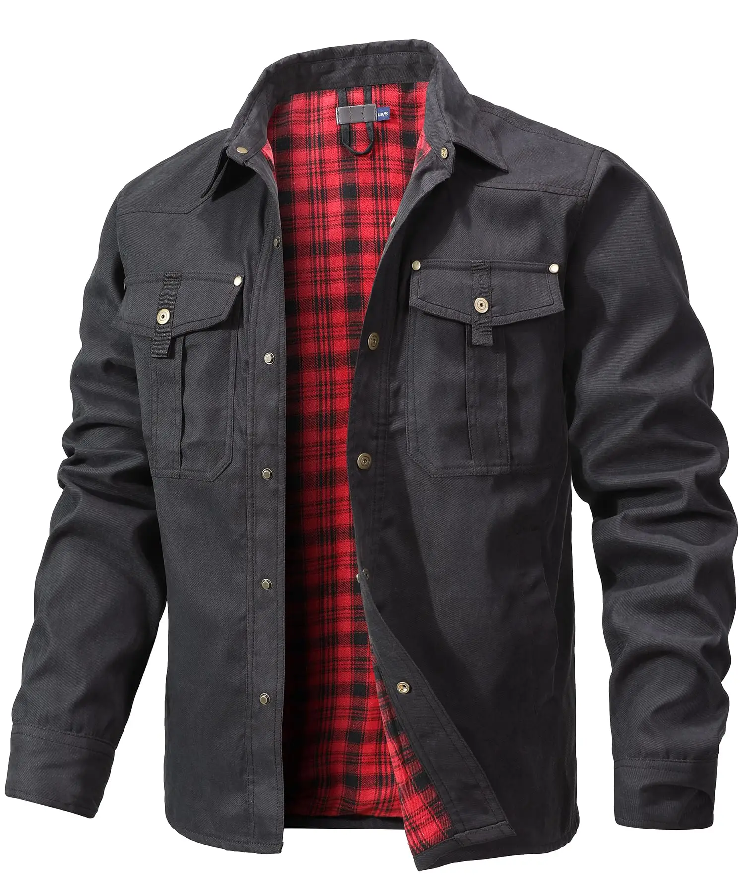 Herenjassen Lente Flanel Gevoerd Overhemd Jas Shacket Casual Drukknoop Overshirt Western Cowboy Stijl Hoge Kwaliteit Top Amerikaanse Maat