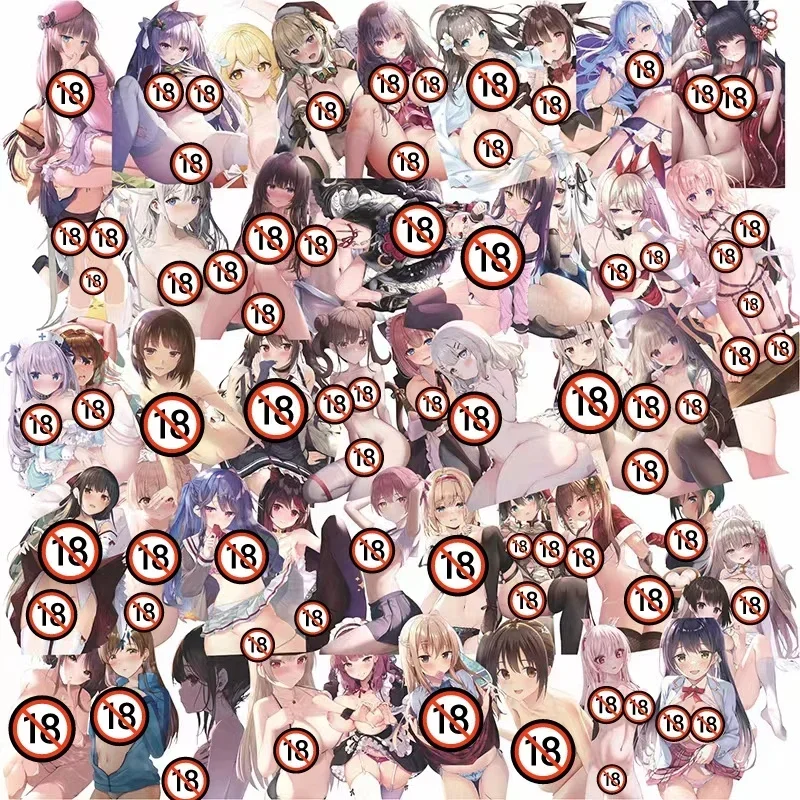 50pcs Exclusive Cute Sexy Waifu Vulgar Adult Collection Waterproof Stickers (18+)