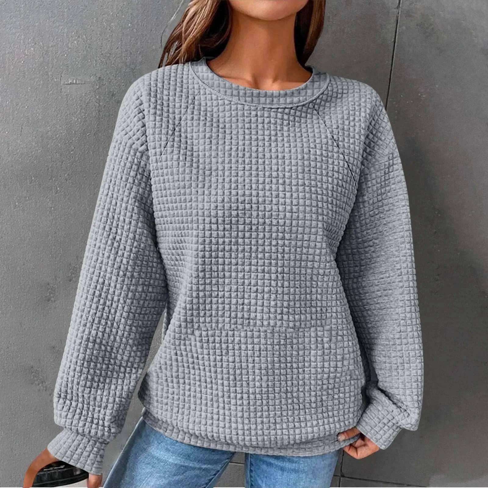Jersey de manga larga a la moda para Mujer y sudadera de Color sólido, Ropa de invierno, Tops para Mujer, Ropa para Mujer 2025
