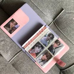 Carpeta de Anillas A6 para cuadernos, cubierta de cuero de hojas sueltas con Clip de PU, cuadernos de 3 pulgadas, libro de colección de tarjetas fotográficas, Color Macaron, 6