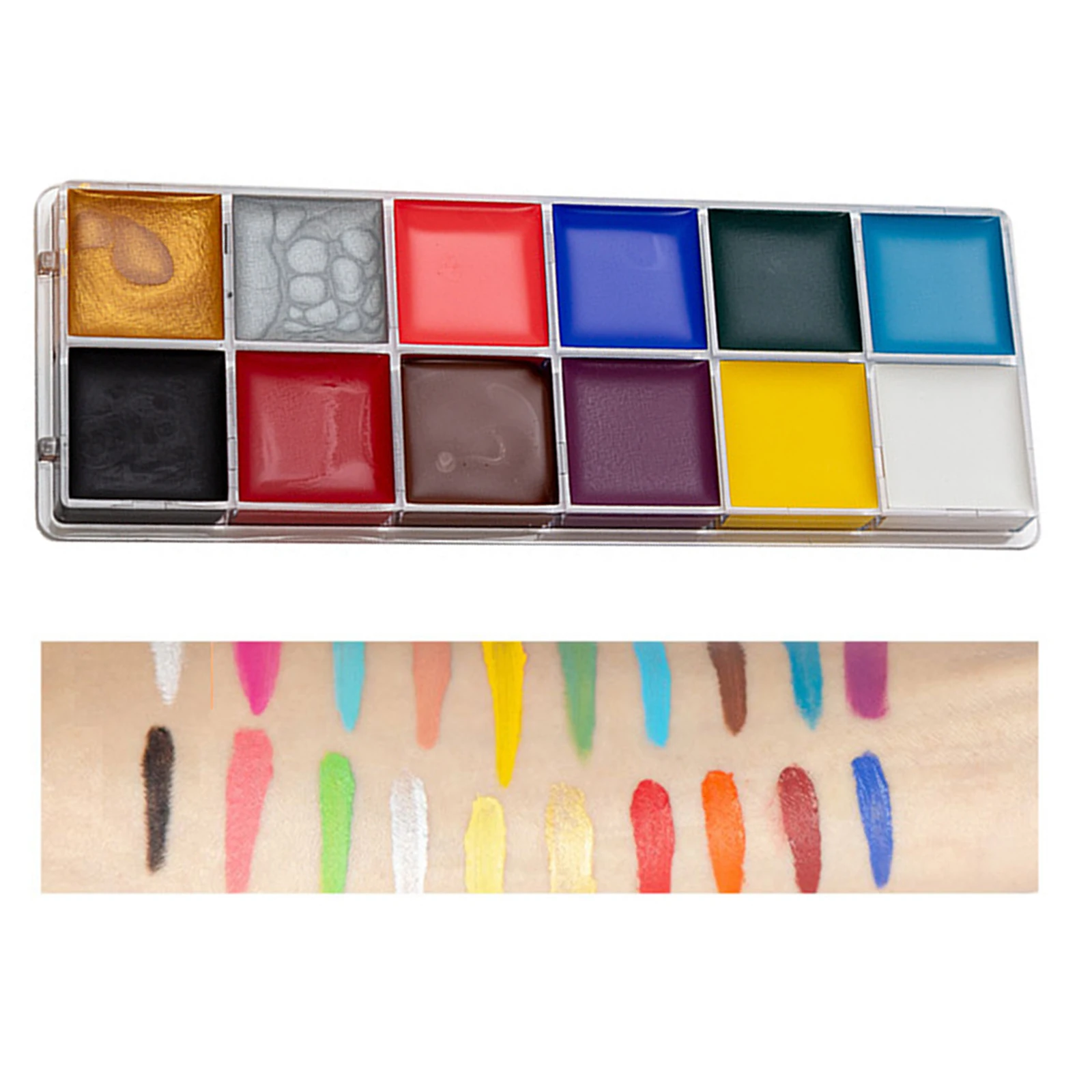 Face Body Paint Painting Palette 12 Colors Professional Face Paint Pigment for Halloween Festival Makeup Stage Performance Party