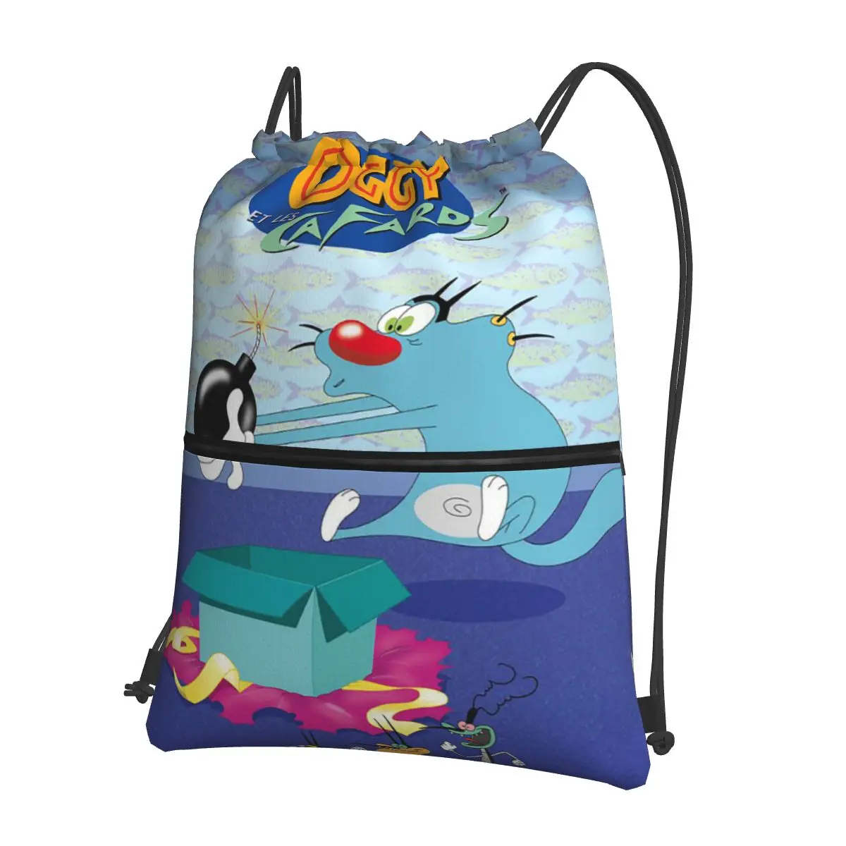 

Animation Anime Film Oggy And The Cockroaches Backpacks Fashion Drawstring Bags Sports Bag Book Bags for Travel Students