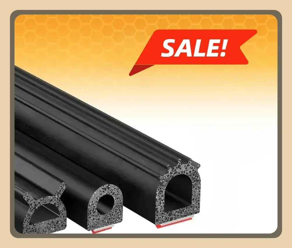 

Высокопрочная клейкая лента с D-образным резиновым уплотнителем - уплотнитель из пенорезины EPDM - высота 1 дюйм, ширина 1 дюйм, длина 125 футов BT