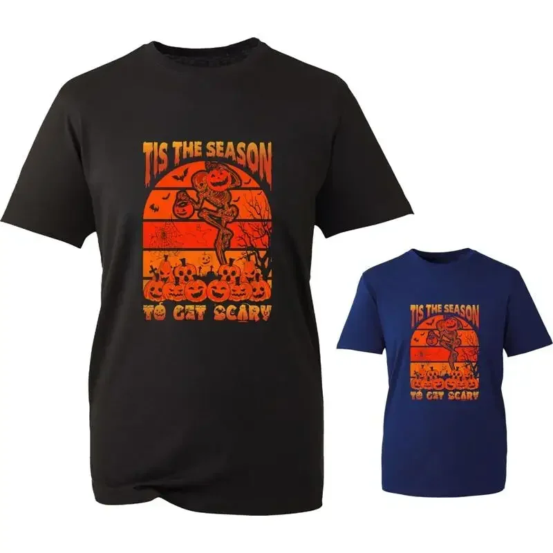 Tis The Season To Get Scary Happy Halloween T Shirt Skeleton Pumpkin Top