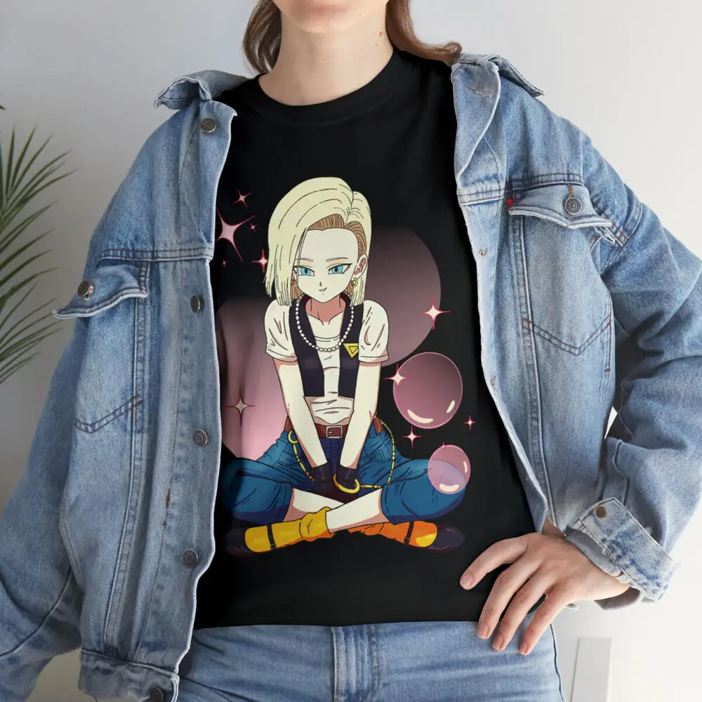 Android 18  Girl T Shirt Cosplay Tee Gift Ecchi 90s Anime Manga Japanese