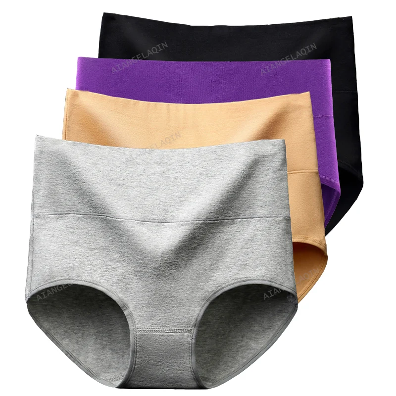 4 stks/partij Hoge Taille Ondergoed Katoenen Slipje Vrouwen Body Slim Abdominale Ondergoed Plus Size Meisjes Slips Vrouwelijke Lingerie Shaper