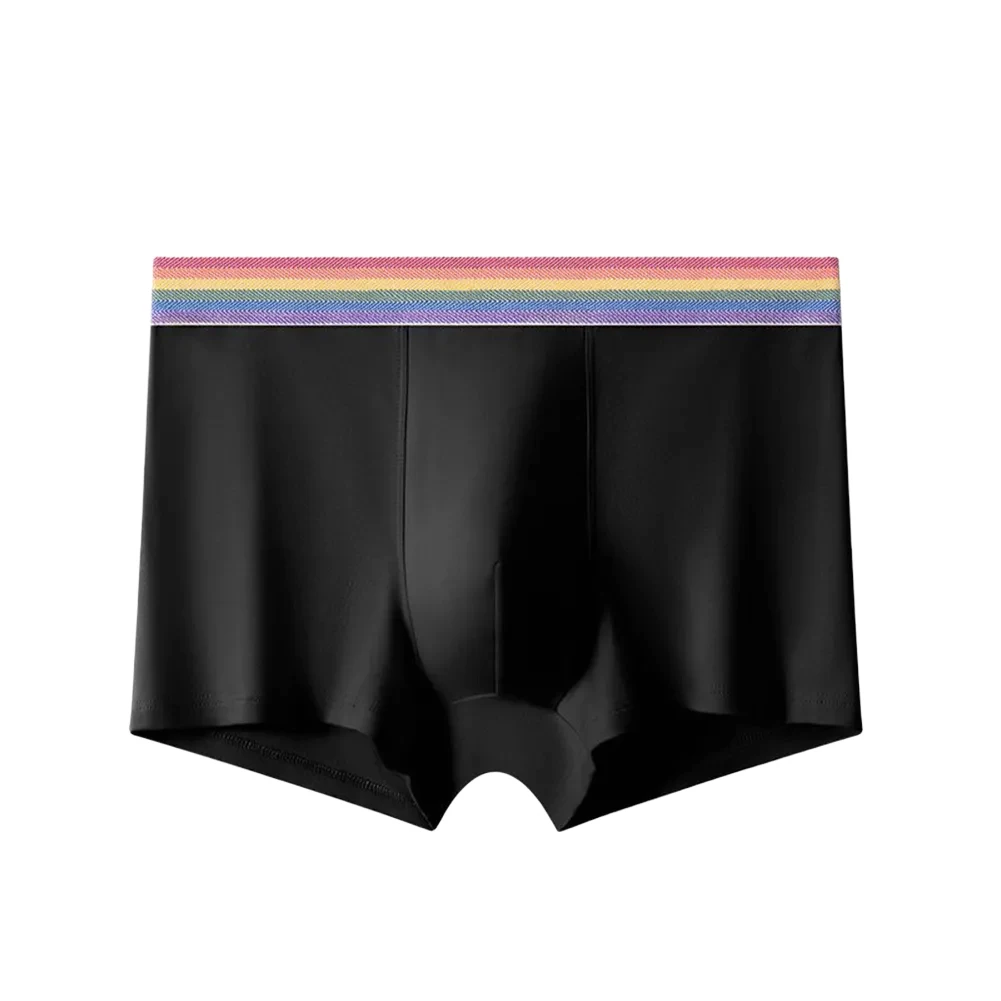 メンズコットンソフトボクサーパンツ - U凸ポーチ付きミッドウエストトランクス、速乾性と快適な下着