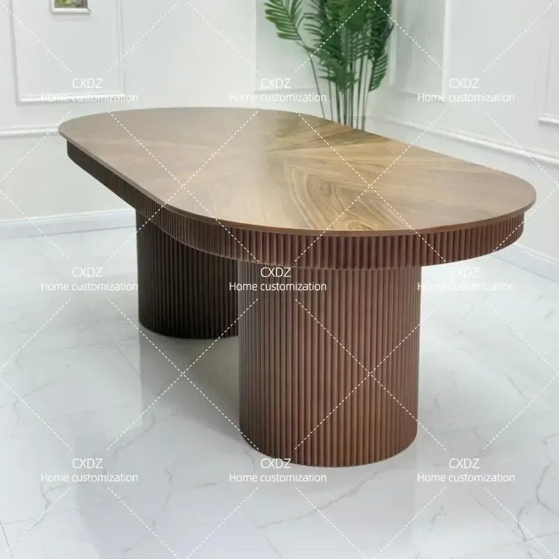 American Country Style Solid Wood Oval Dining Table for Home Restaurant and Conference Room Sturdy Wooden Eating Table