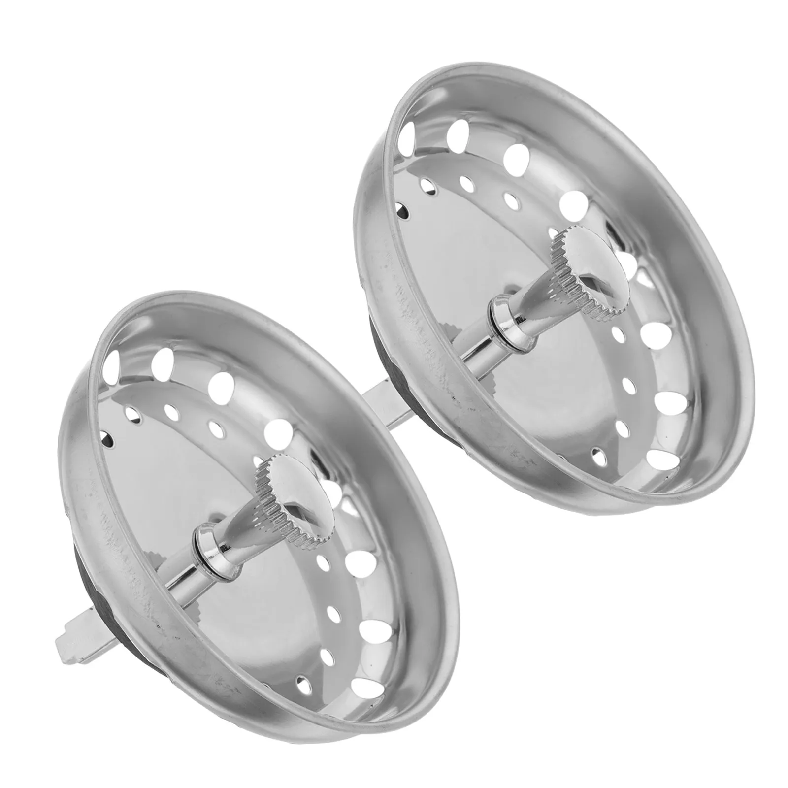 

2Pcs Kitchen Sink Drain Basket Strainer Stainless Steel Rubber Stopper Replacement Basket Spring Clip Accessory