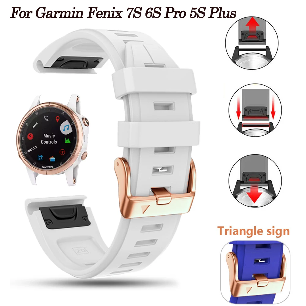 Correa de silicona suave para reloj inteligente Garmin Fenix, pulsera de 20mm para modelos 7S, 6S, 6SPro, 5S Plus, Quickfit, Mk2S/Instinct 2S