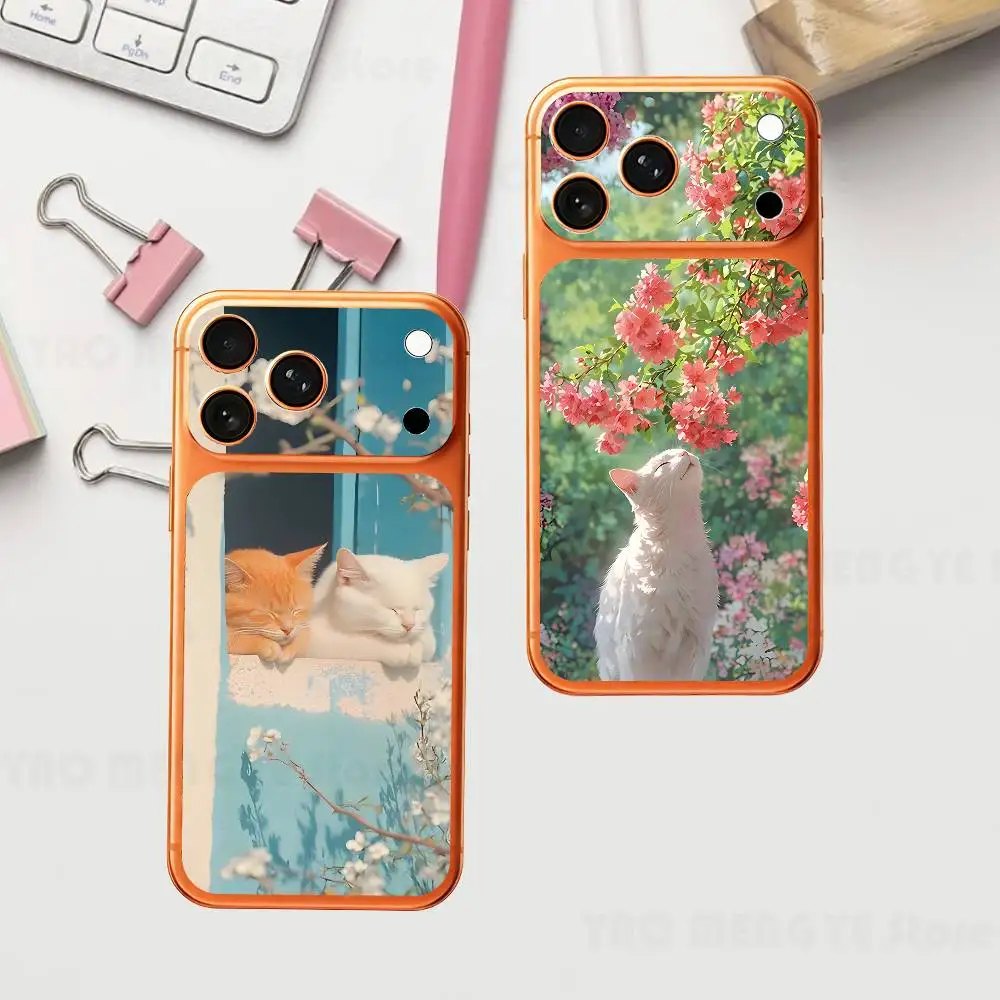 

Flowers Cats For Iphone 17 Pro ProMax Back Protective Decorative Sticker Back Cover