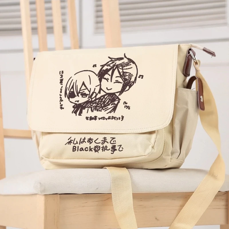 

Anime Black Butler Ciel Phantomhive Fashion Canvas bag Unisex Shoulder bag Cosplay Student Messenger bag Itabag Shopping bag