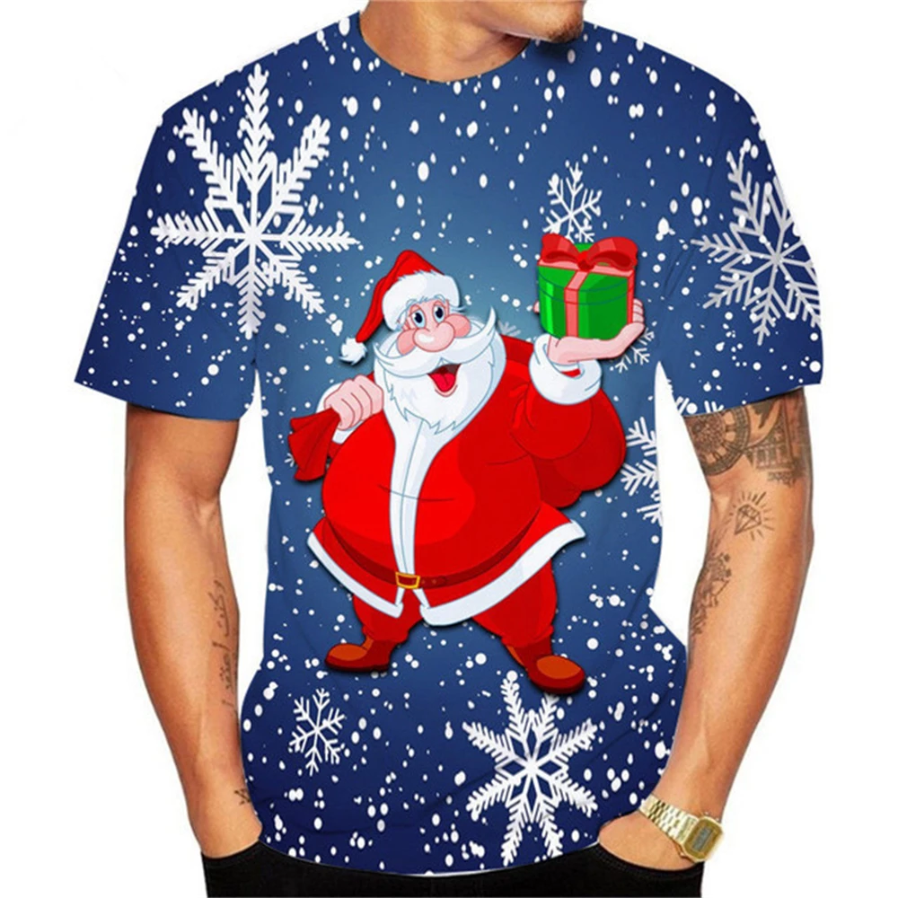 

Новая мужская одежда, летние модные рождественские футболки с графическим рисунком, повседневные футболки с принтом в стиле хип-хоп, индивидуальные топы с круглым вырезом и короткими рукавами