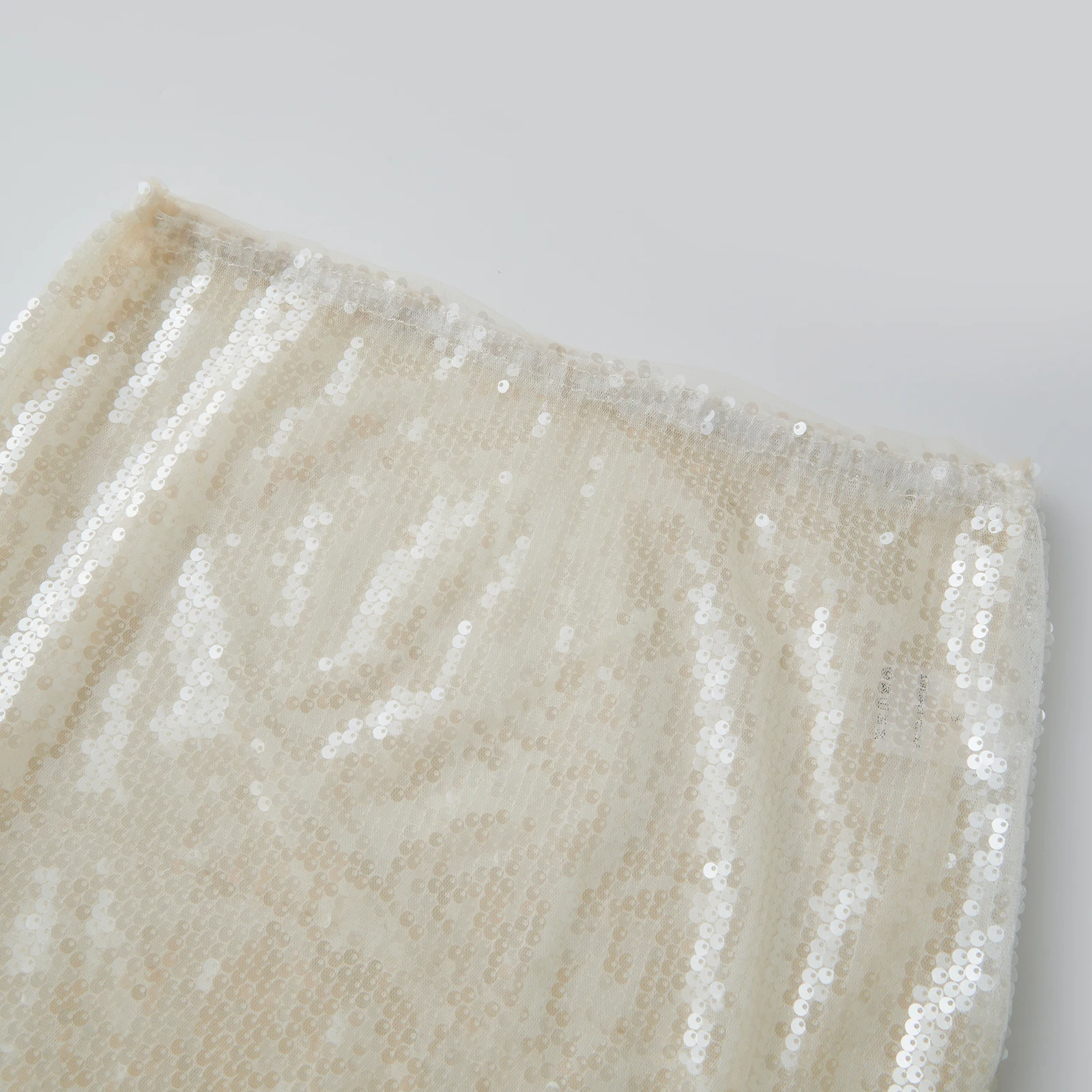 تنورة نسائية شفافة مزينة بالترتر، تنورة طويلة ضيقة بخصر مطاطي لامع للحفلات والنوادي