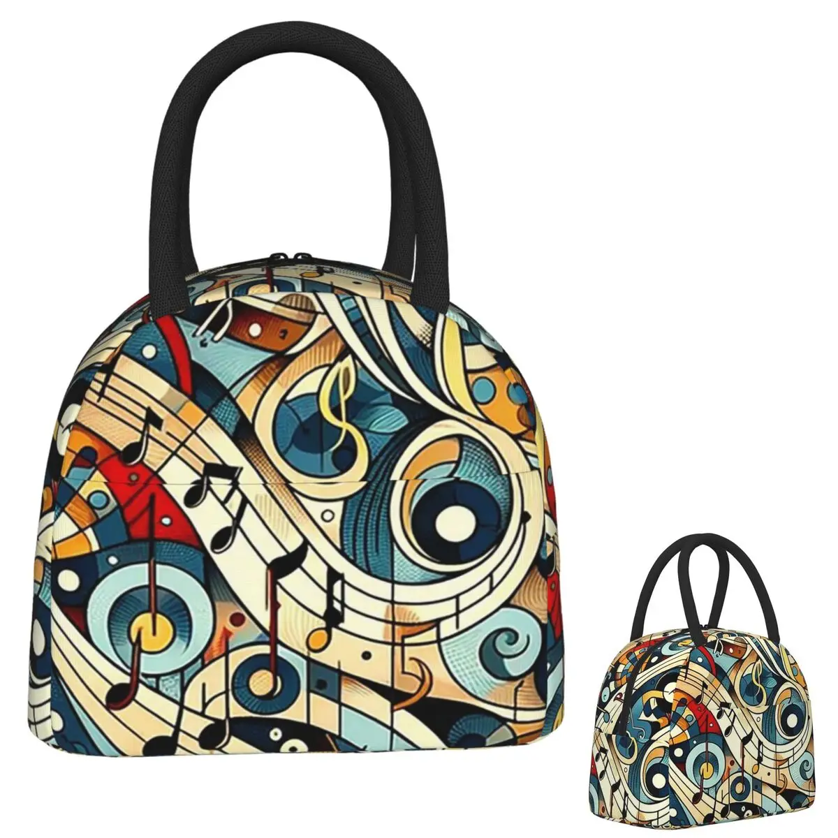 

Symphony In Swirls A Musical Note Journey Insulated Lunch Bag for Women Children Portable Food Boxes Thermal Lunch Box Tote