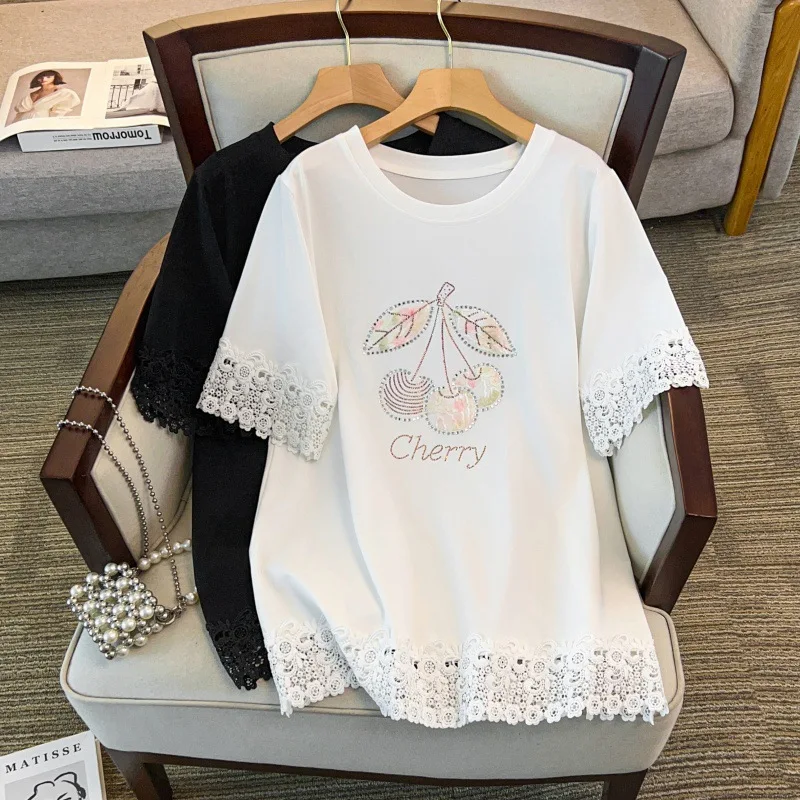 

Large Size Women's Loose Crew Neck Medium and Long Short Sleeve T-Shirt